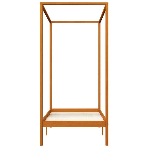 vidaXL Canopy Bed Frame without Mattress Honey Brown Solid Wood 100x200cm