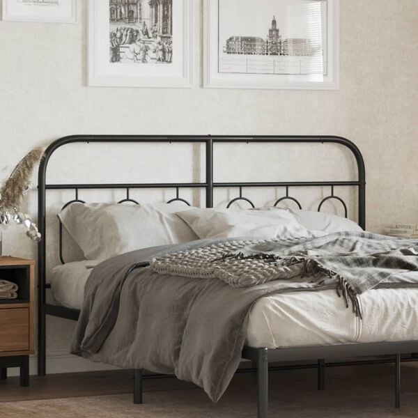vidaXL Metal Headboard Black 137 cm