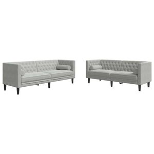 vidaXL Living Room Couch 2 pcs Light Grey 194 x 74.5 x 70.5 cm Velvet