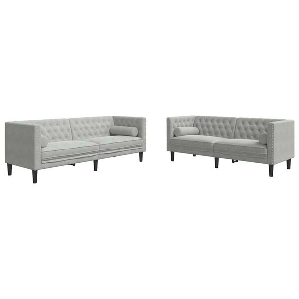 vidaXL Sofa Set Light grey Velvet