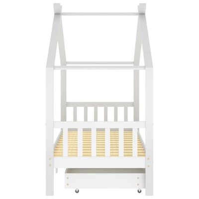 vidaXL Kids Bed Frame with Drawers White Solid Pine Wood 90x200 cm
