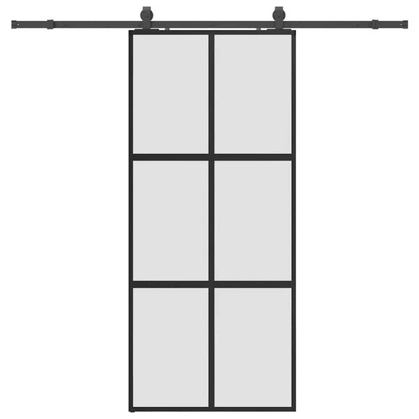 vidaXL Sliding Door with Hardware Set Black 90x205 cm Tempered Glass