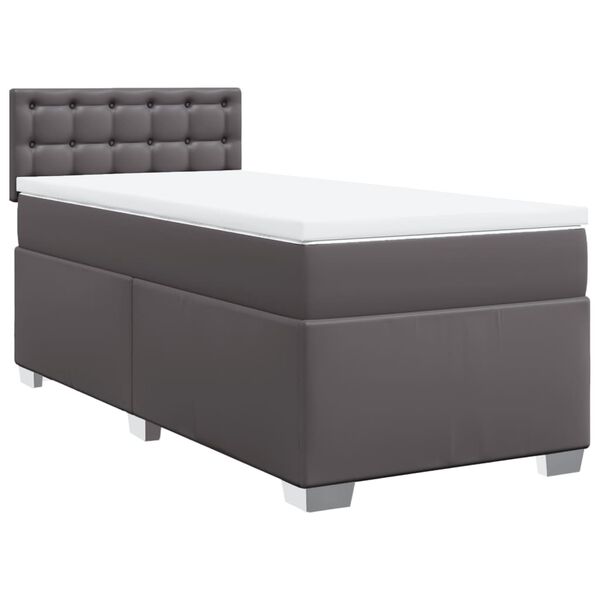 vidaXL Box Spring Bed with Mattress Grey 80x200 cm Faux Leather