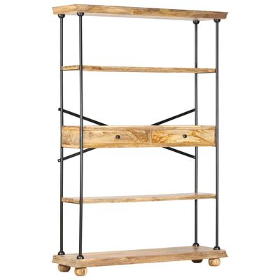 vidaXL 4-Tier Bookshelf 120x35x180 cm Solid Mango Wood and Steel