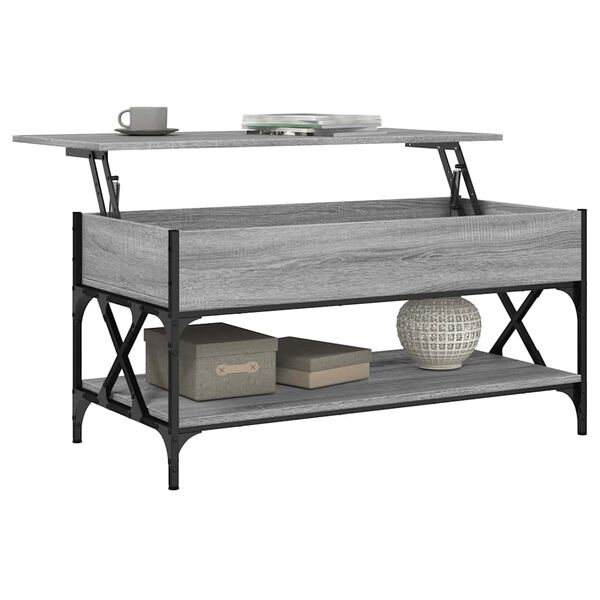 vidaXL Coffee Table Grey Sonoma 100x50x50 cm Engineered Wood and Metal