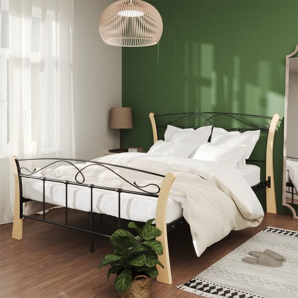 vidaXL Bed Frame without Mattress Black Metal 120x200 cm