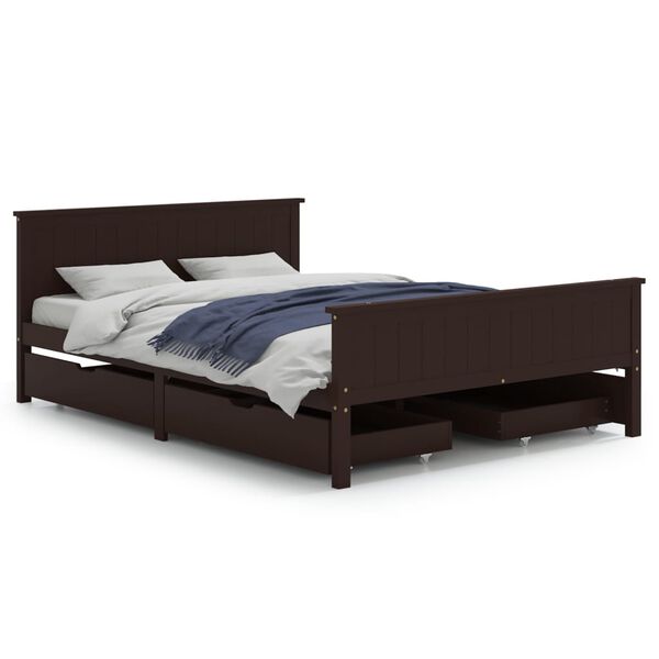 vidaXL Bed Frame without Mattress Dark Brown 160x200 cm Solid Wood