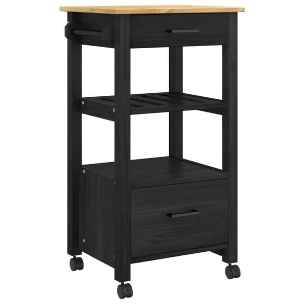 vidaXL Kitchen Trolley Plain Black