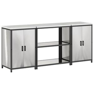 vidaXL Kitchen Storage Set HATTEM 3 pcs Silver Stainless Steel