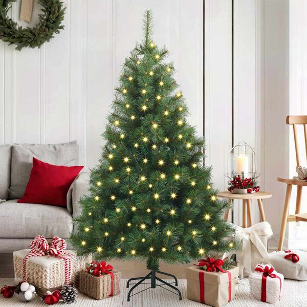 vidaXL Artificial Christmas Tree with 150 LEDs Green 150 cm PE and PVC