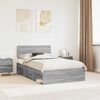 vidaXL Bed Frame Grey Sonoma 120 x 190 cm Solid Pine Wood