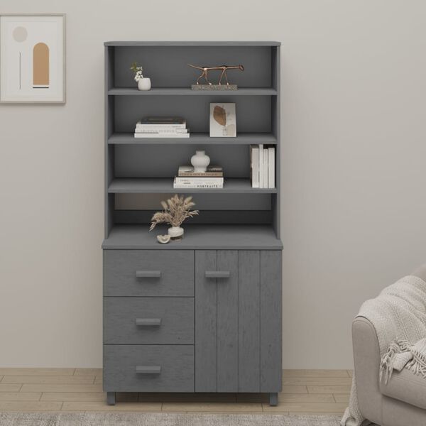 vidaXL Highboard HAMAR Solid Wood Pine Dark Grey