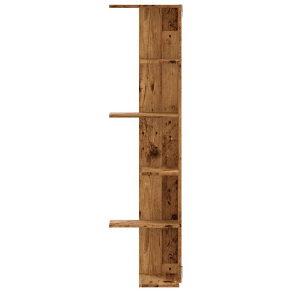 vidaXL Wall Corner Shelf Old Wood 36.5x36.5x140 cm Engineered Wood