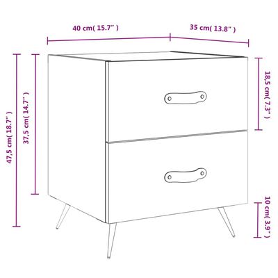 vidaXL Bedside Cabinet Grey Sonoma 40x35x47.5 cm Engineered Wood