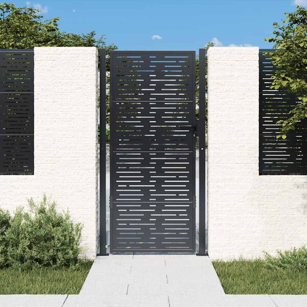 vidaXL Garden Gate Anthracite 100x200 cm Steel Square Design