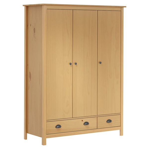 vidaXL 3-Door Wardrobe Hill 127x50x170 cm Solid Pine Wood
