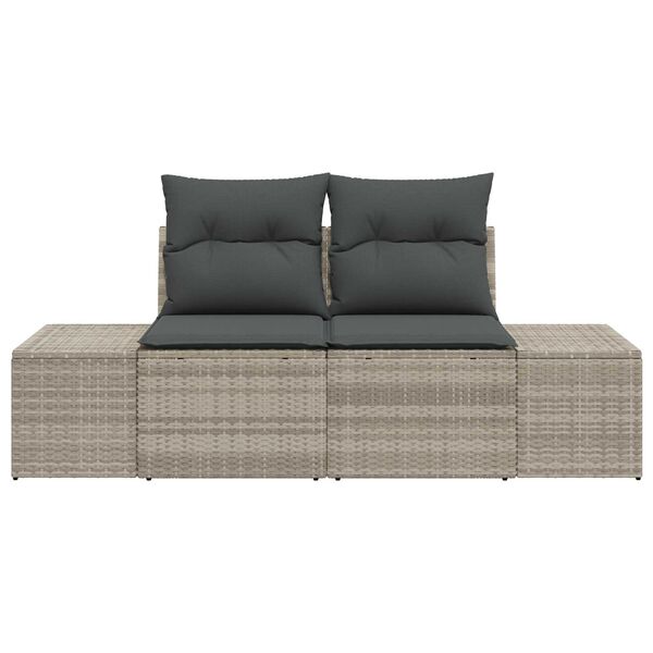 vidaXL Garden Sofa Grey 123 x 62 x 69cm Poly Rattan
