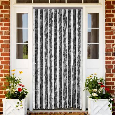 vidaXL Fly Curtain Grey and White 100x200 cm Chenille