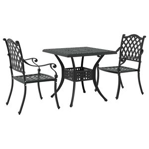 vidaXL Garden Table Set 3 pcs Black Cast Aluminium