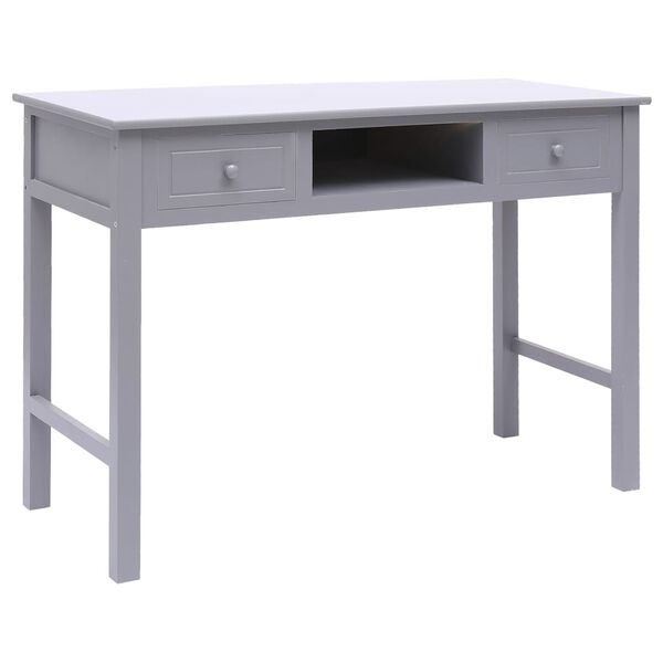 vidaXL Desk Grey 108x45x76 cm Solid Wood Paulownia