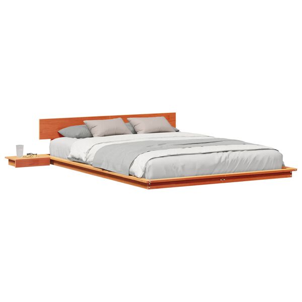 vidaXL Bed Frame with Headboard with Storage Brown 140 x 200 cm Wood