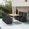 vidaXL 7 Piece Garden Dining Set Black Poly Rattan&Solid Wood Acacia