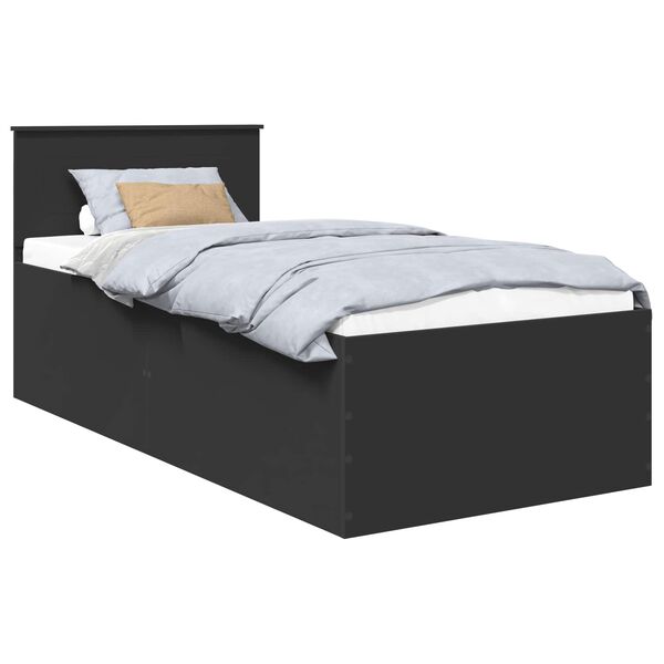vidaXL Bed Frame with Headboard Black 90 x 190 cm Engineered Wood