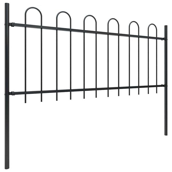 vidaXL Garden Fence Boxtel with Hoop Top Steel 181x100 cm Black