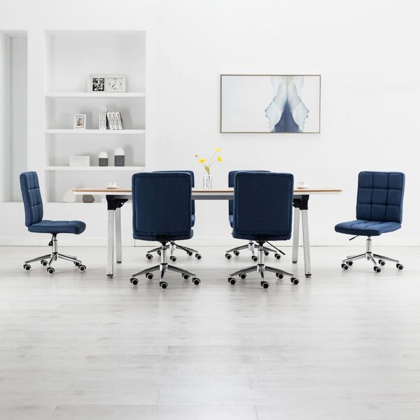 vidaXL Dining Chairs 6 pcs Blue Fabric