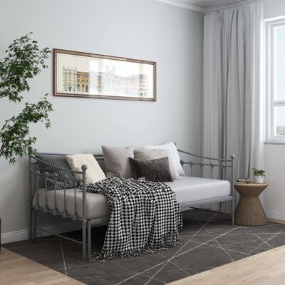 vidaXL Pull-out Sofa Bed Frame Grey Metal 90x200 cm