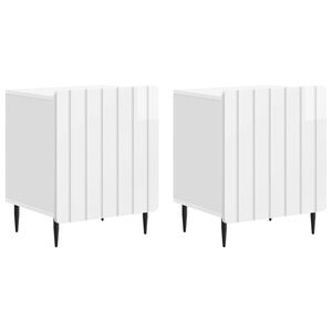 vidaXL Bedside Cabinet 2 pcs High Gloss White 43 x 34.5 x 52 cm
