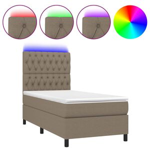 vidaXL Box Spring Bed with Mattress&LED Taupe 80x200 cm Fabric
