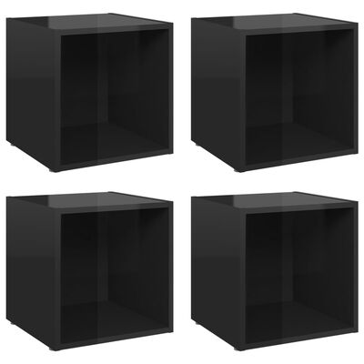 805521 vidaXL TV Cabinets 4 pcs High Gloss Black 37x35x37 cm Chipboard