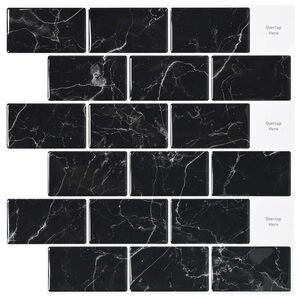 vidaXL Subway Tile 20 pcs Black Marble 30 x 30 cm Polyurethane and PET