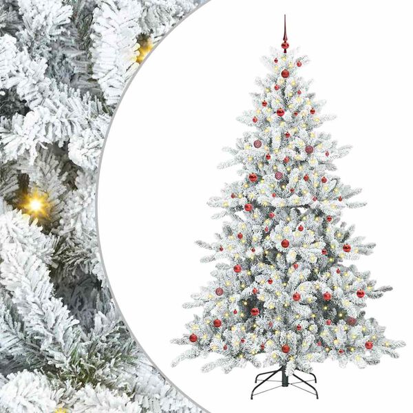 vidaXL Artificial Hinged Christmas Tree White 240 cm PVC and Steel