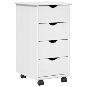vidaXL Rolling Cabinet White 34 x 39 x 65.5 cm Solid Pine Wood