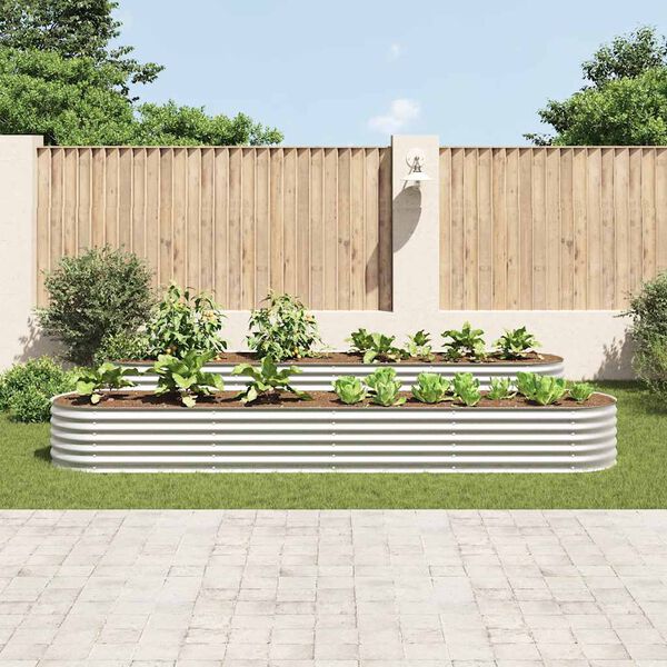vidaXL Garden Raised Bed 400x80x44 cm Galvanised Steel Silver