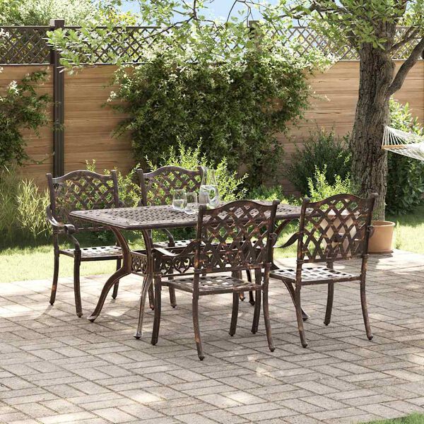 vidaXL Garden Dining Set 5 pcs Bronze Aluminium