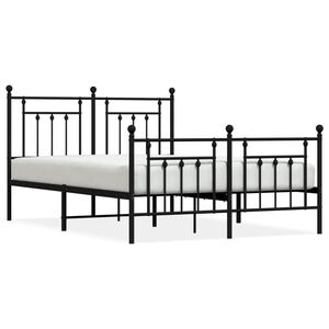 vidaXL Metal Bed Frame without Mattress with Footboard Black 140x200cm