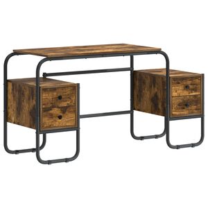 vidaXL Desk with Storage Smoked Oak 145 x 50 x 75 cm