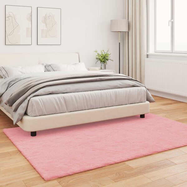 vidaXL Faux Rabbit Fur Rug Olite Pink 120 x 170 cm Polyester