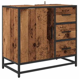 vidaXL Bathroom Cabinet Old Wood 65 x 33 x 60 cm Engineered Wood