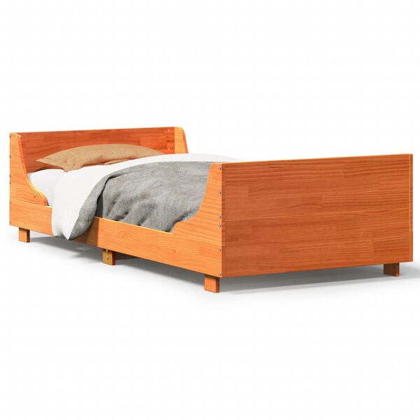vidaXL Bed Frame without Mattress Wax Brown 75x190 cm Small Single Solid Wood Pine