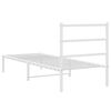 vidaXL Metal Bed Frame without Mattress with Headboard White 75x190cm