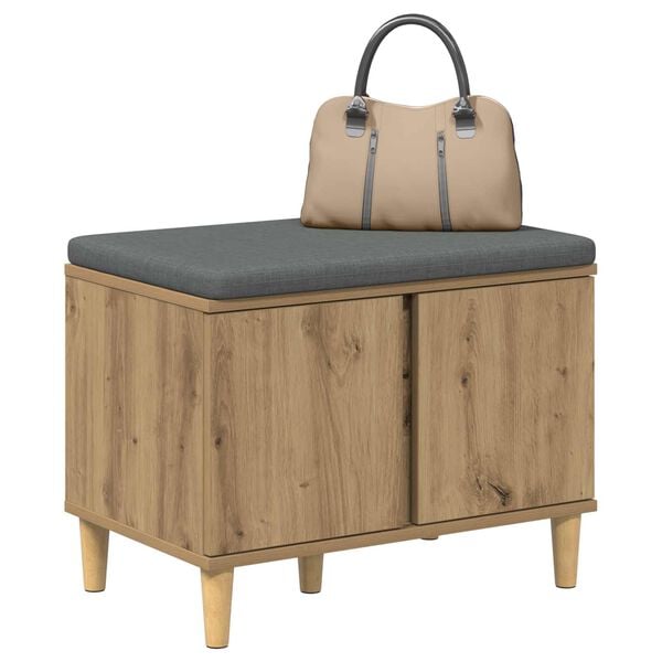 vidaXL Hall Bench with Cushion with Door Artisan Oak 60 x 38 x 46 cm
