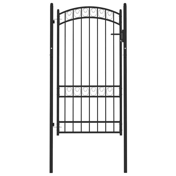 vidaXL Fence Gate Emmen with Arched Top Steel 100x123.5 cm Black