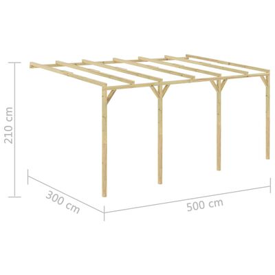 vidaXL Lean-To Pergola 5x3x2.1 m Wood