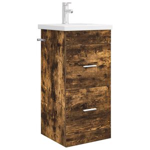 vidaXL Bathroom Vanity with Sink Smoked Oak 42 x 40 x 84.5 cm