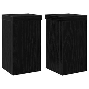 vidaXL Plant Stand 2 pcs Black Oak 10 x 10 x 18 cm Engineered Wood
