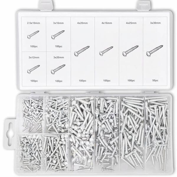 750 pcs Sheet Metal Screw Assortment Metric Screw Kit